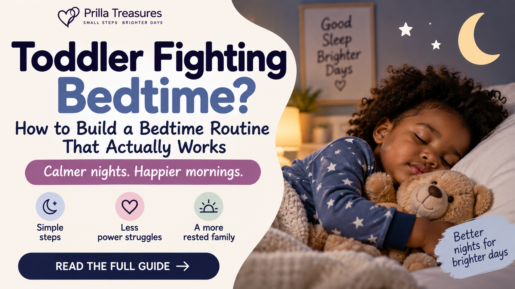 Toddler sleeping peacefully after following a calming bedtime routine